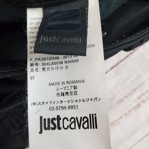 Just Cavalli Black Y2K Whimsigoth Skinny Jeans Low Rise Mesh Floral Lace Trim 28 - Picture 7 of 11